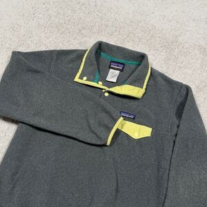 Patagonia Synchilla Snap-T Fleece Pullover Gray Yellow Trim Womens M 25455 SP15